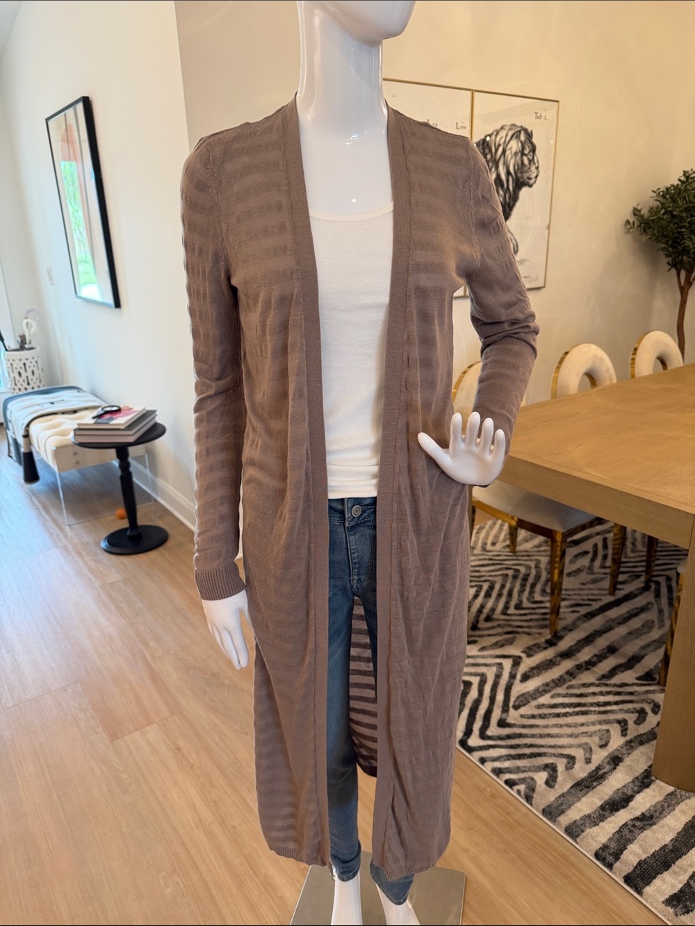Apt. 9 Long Open-Front Cardigan - Taupe